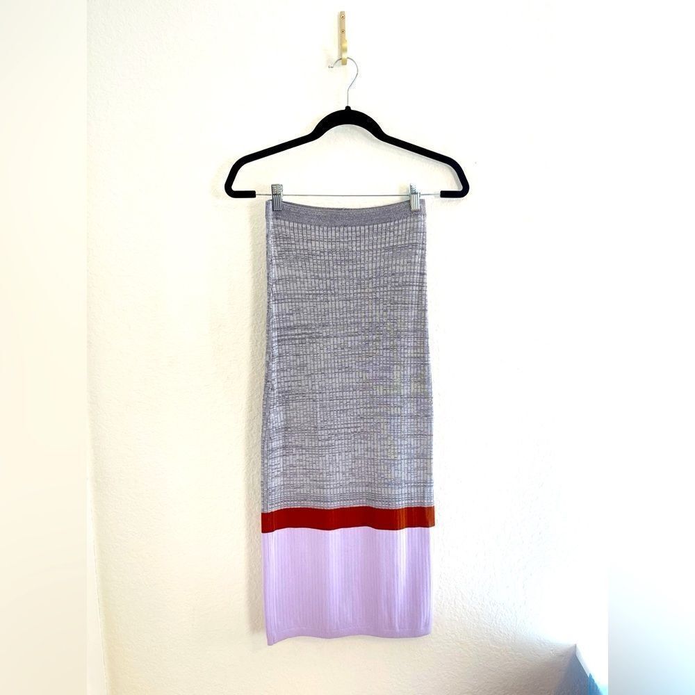 Free People Color Block Stop and Star Knit MIDI Skirt with Slit Size S - Picture 3 of 7